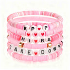 6pcs Korean Pop K-Pop Bracelet Set Multicolor Kpop Group Lettering Jewelry Durable Fan Accessory Concert Cosplay Birthday Gift