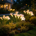 Solar Lily Flower Garden Stake Lights, Warm White IP65 Waterproof  Pathway Lights for Wedding Party Outdoor Patio Yard Decor
