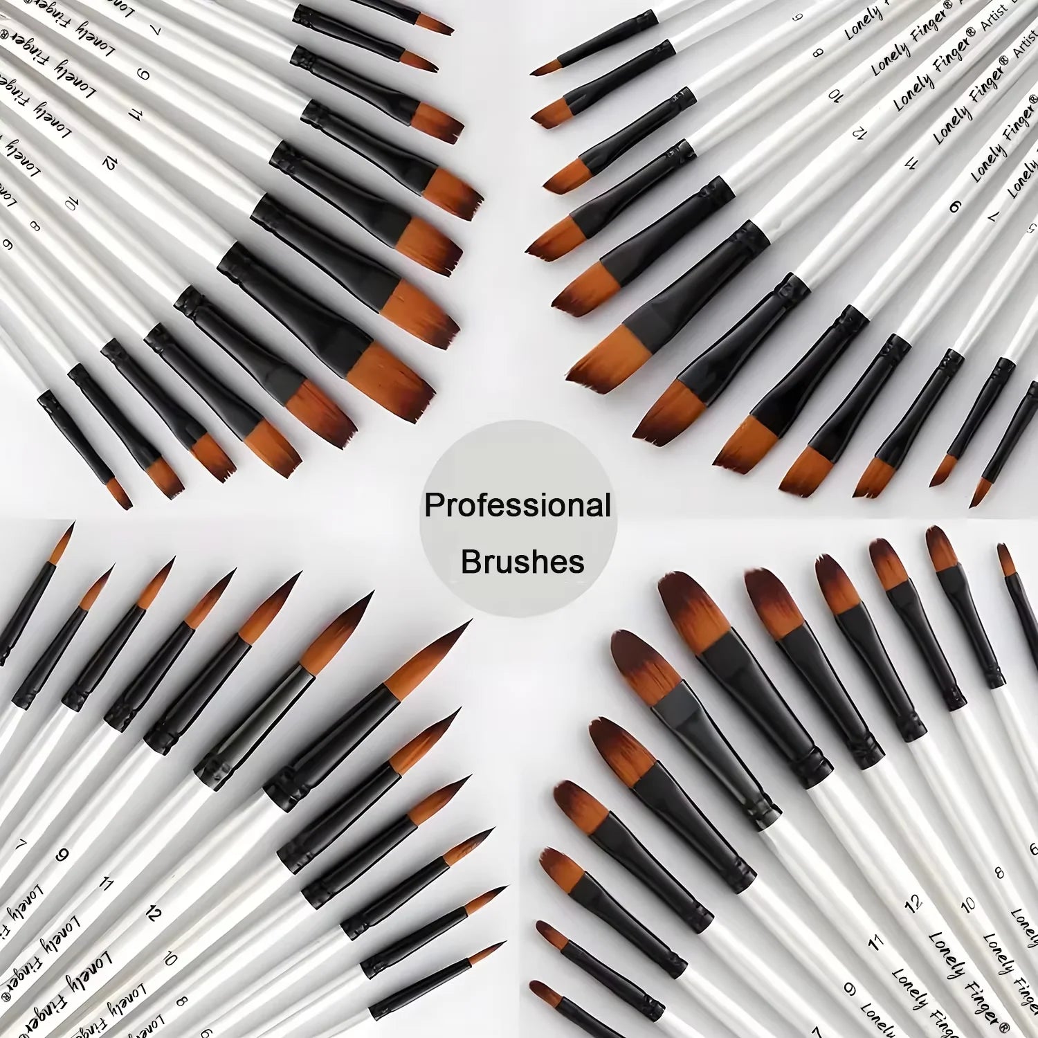 12/24/48pcs Paint Brushes Set Professional Paint Brush Round Pointed Tip Nylon Acrylic Brush For Acrylic Watercolor Oil Painting