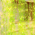 LED Green Leaf Fake Plants String Light 20/50/100LED Ivy Lights Battery Powered for Halloween Christmas Wall House Office Decor