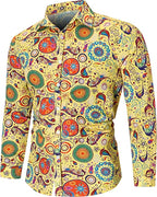 Fashionable Men's 70s Disco Shirts Casual Shirts Floral Vintage Long Sleeve Shirts Button Lapel Cardigan Mens Oversized Shirts