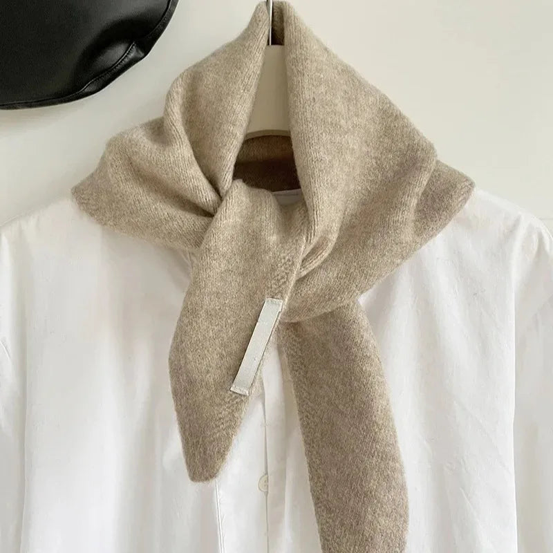 British Korean Style Niche Wool Knitted Triangular Scarf Women Headscarf Knitted Scarf Multi-functional Warm Knitted Scarf
