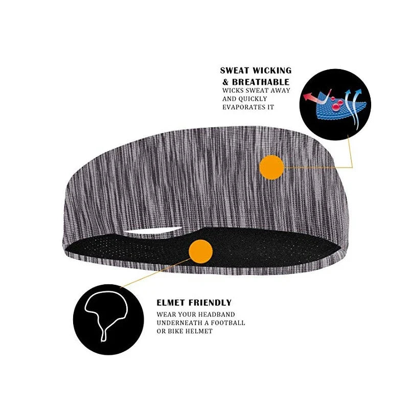3 Pack Sports Headbands Moisture-Wicking Running Yoga Gym Non Slip Sweatbands for Men Women