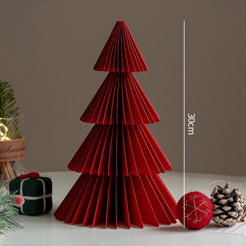 Paper Christmas Tree Ornaments 3D Honeycomb Christmas Tree Decorations Folded Paper 2026 Xmas New Year Desktop Arrangement Decor