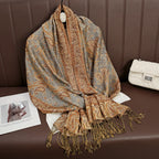 2025 new ethnic style retro shawl cashew flower geometric scarf cloak tassel scarf multi-color variety options available