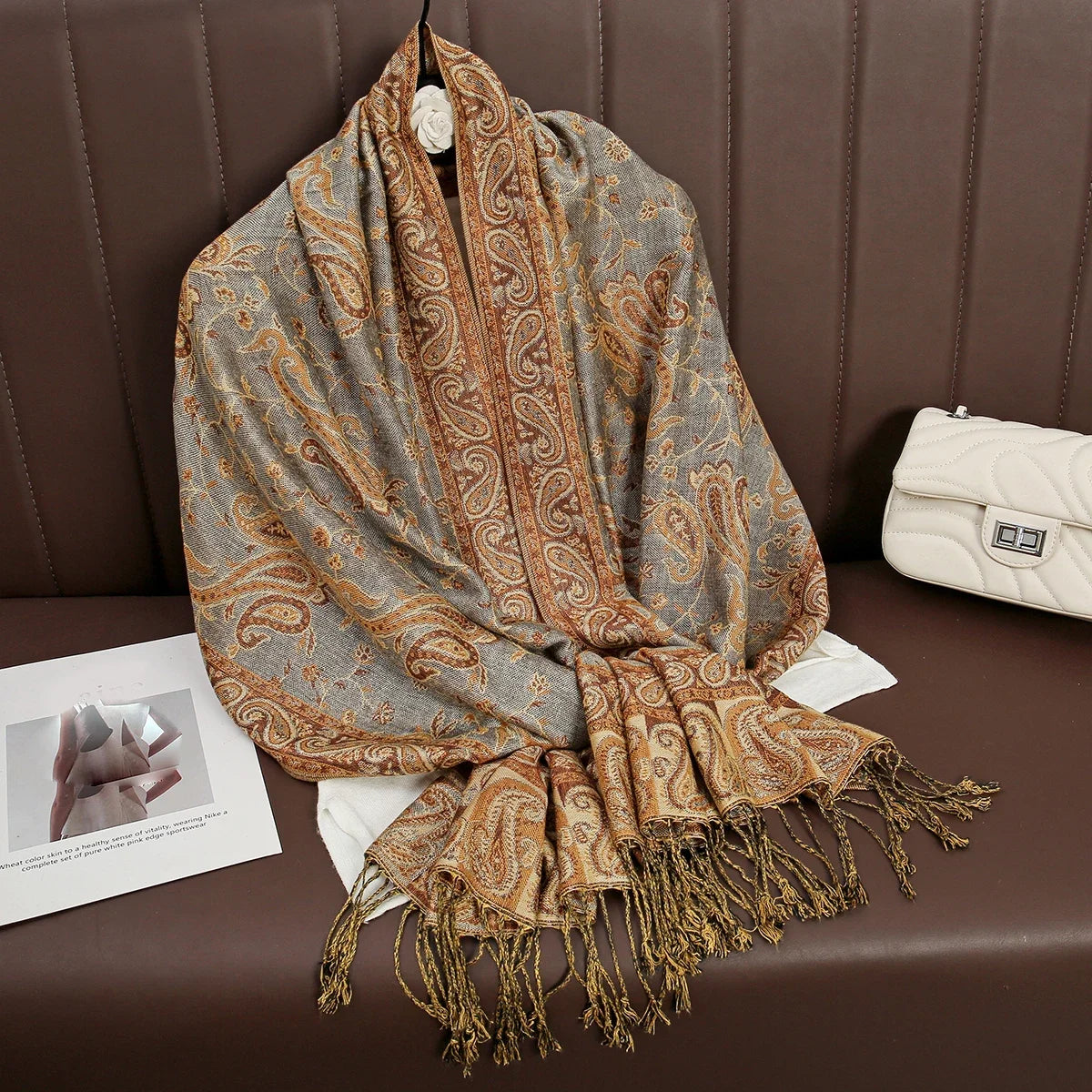 2025 new ethnic style retro shawl cashew flower geometric scarf cloak tassel scarf multi-color variety options available