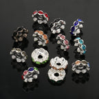 30pcs/lot 12mm Wave Side Rhinestone Spacer Beads Colorful Crystal Metal Rondelle for Jewelry Making Diy Crafts Accessories