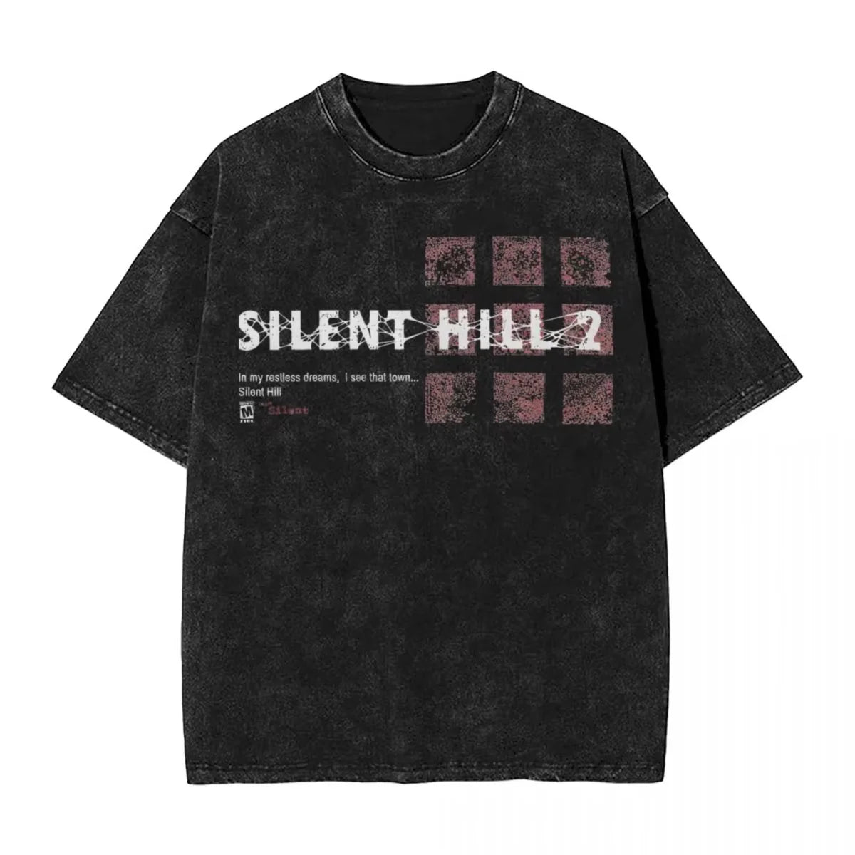 Washed T Shirts Horror Silent Hill Heavens Night Hip Hop T-Shirt Street  Streetwear Short Sleeve Printed Tops Tees Men Women