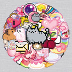 50Pcs Cute Pixel Game Stickers Kawaii Girls Cat DIY Stickers Scrapbooking Phone Luggage Skateboard Waterproof Decals