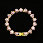 ZAKOL 45CM New Hip Hop Tennis Chain Bracelet Necklace Shiny Heart Rhinestone CZ Fashion Rock Party Jewelry Set