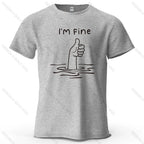 I'm Fine Funny Printed Men's T-Shirt 100% Cotton Oversized Minimalist Cartoon Graphic Tees for Women Tops Tees Streetwear