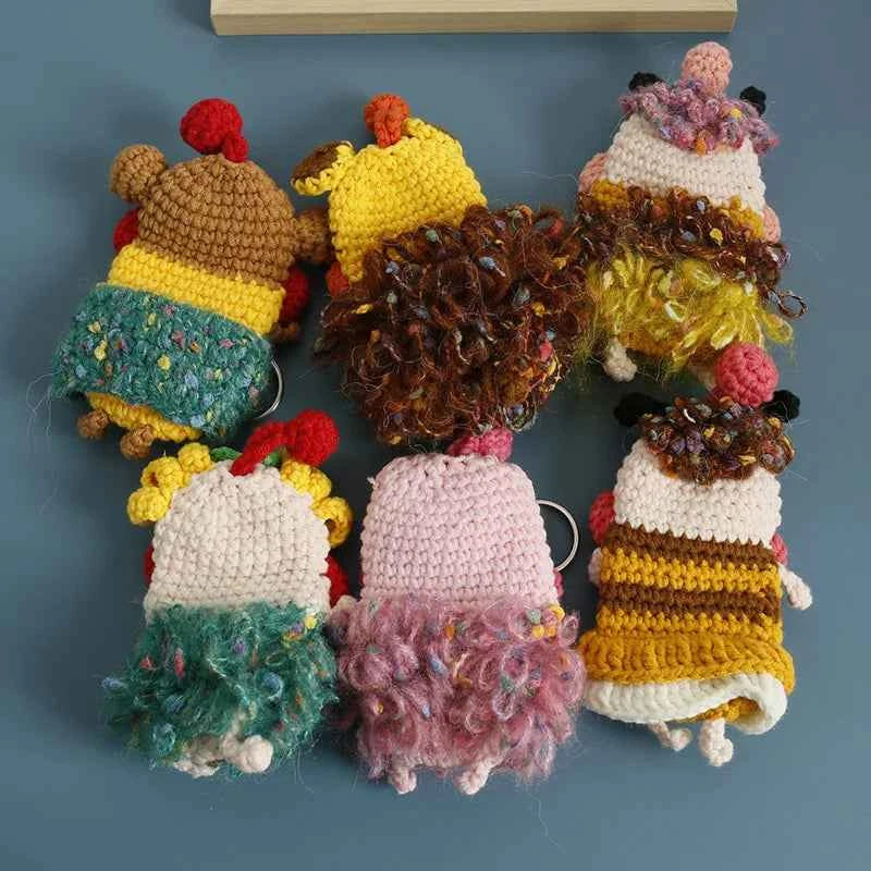 Funny Fruit Sausage Mouth Crochet Keychain Key Holder