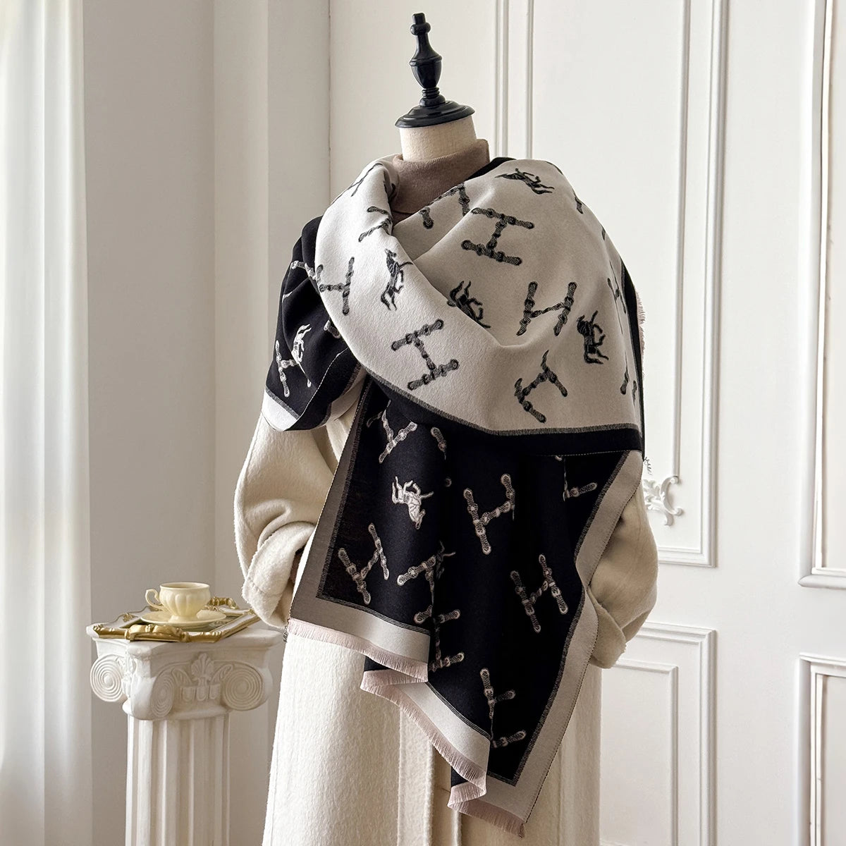 Women's Cashmere Winter Shawl – Vintage Floral Pashmina Wrap