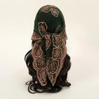 Lace Paisley Embroidery Bandana Square Scarf Elegant Breathable Silk Scarves Women Sunscreen Lightweight Shawl Headband