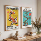 Japanese Koi Fish Flowers Trees Pink Aesthetic Snake Poster Canvas Painting Print Mid Century Art Coffee House Bar Room Decor