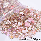 30/60/100pcs Random Mix Enamel/Drip Oil Charms For Jewelry Making Bulk Trinkets Charm Flower Heart Animal Bag Charm DIY Pendant