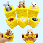 Squeeze Mouse Squishy Toy Cheese Stress Ball Squishy Rat Cheese Fidgets Squishy Mice Toy Stress Novelty Toy for People Best GIft
