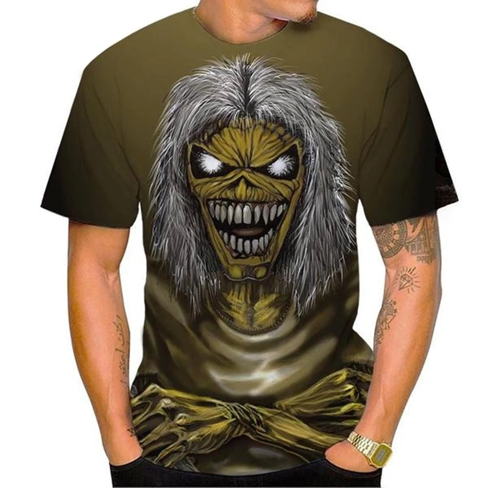 Summer Fashion Nostalgic 3D Printed Heavy Metal Music Devil Cool Fashion Personalized T-shirt