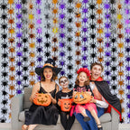 Halloween Pumpkin Bat Spider Fringe Backdrop – Spooky Party Decor
