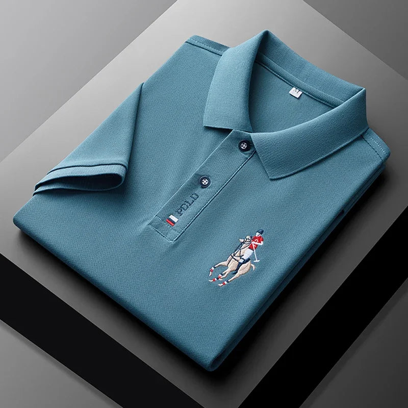 Men's Summer Embroidered Casual Fashion Short Sleeve POLO Shirt Comfortable Top
