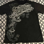 Southpole Y2K Vintage Cotton Graphic Tee Distressed Oversized Unisex T-Shirt with Gothic Print Streetwear Retro Soft Shirt Man