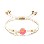 Simple Sunflower Bracelets for Women Handmade Braided Fashion Colorful Daisy Adjustable Bangle Friendship Good Luck Jewelry Gift
