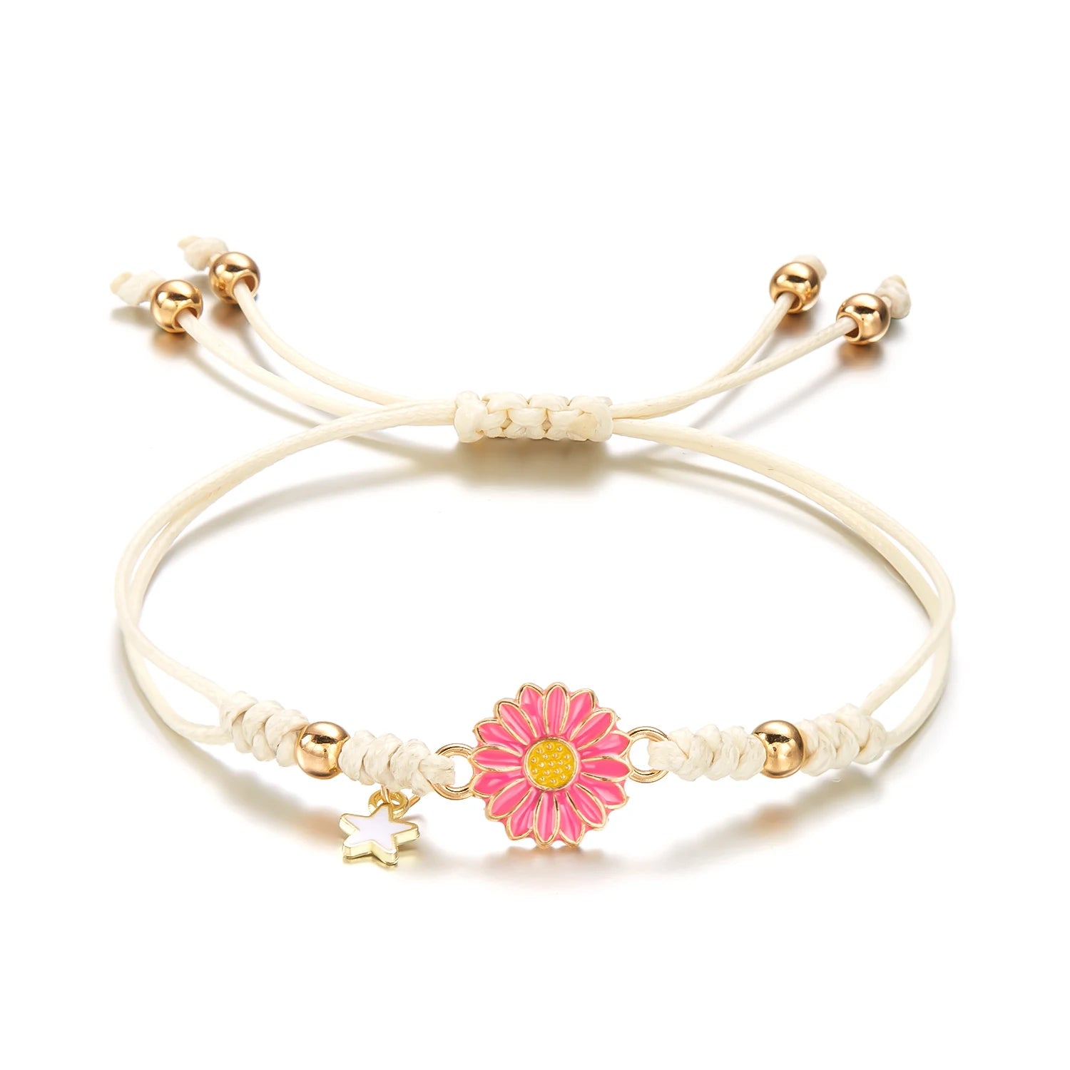 Simple Sunflower Bracelets for Women Handmade Braided Fashion Colorful Daisy Adjustable Bangle Friendship Good Luck Jewelry Gift