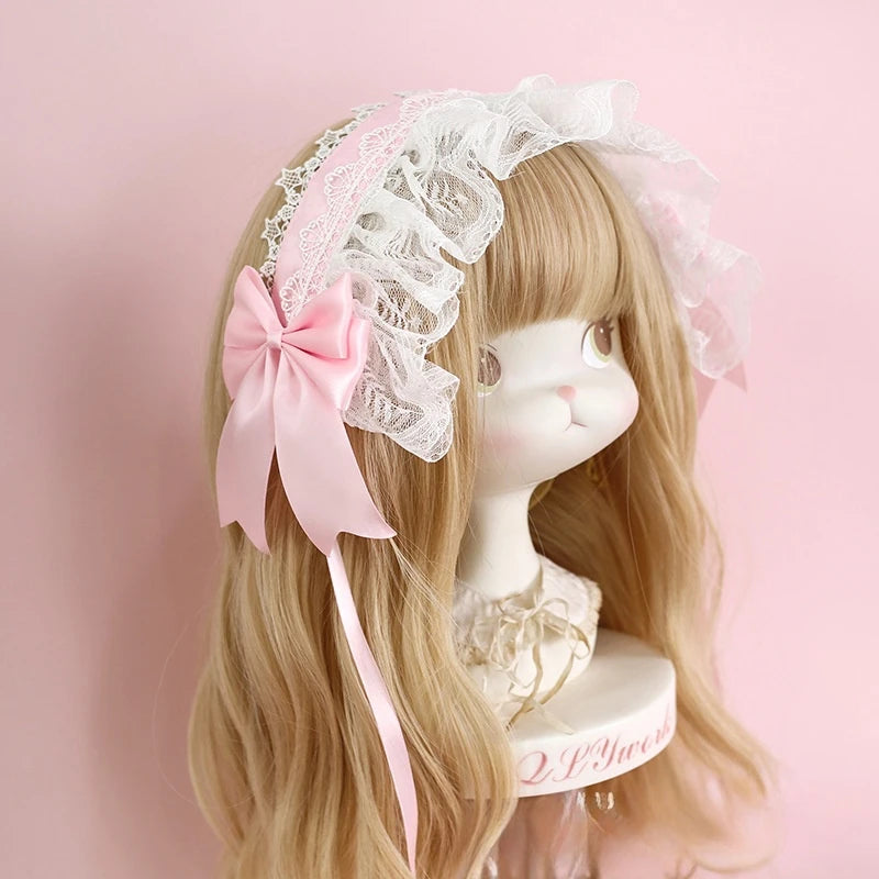 lolita headband hair accessories hair accessories sweet lace headband KC dark ribbon bow