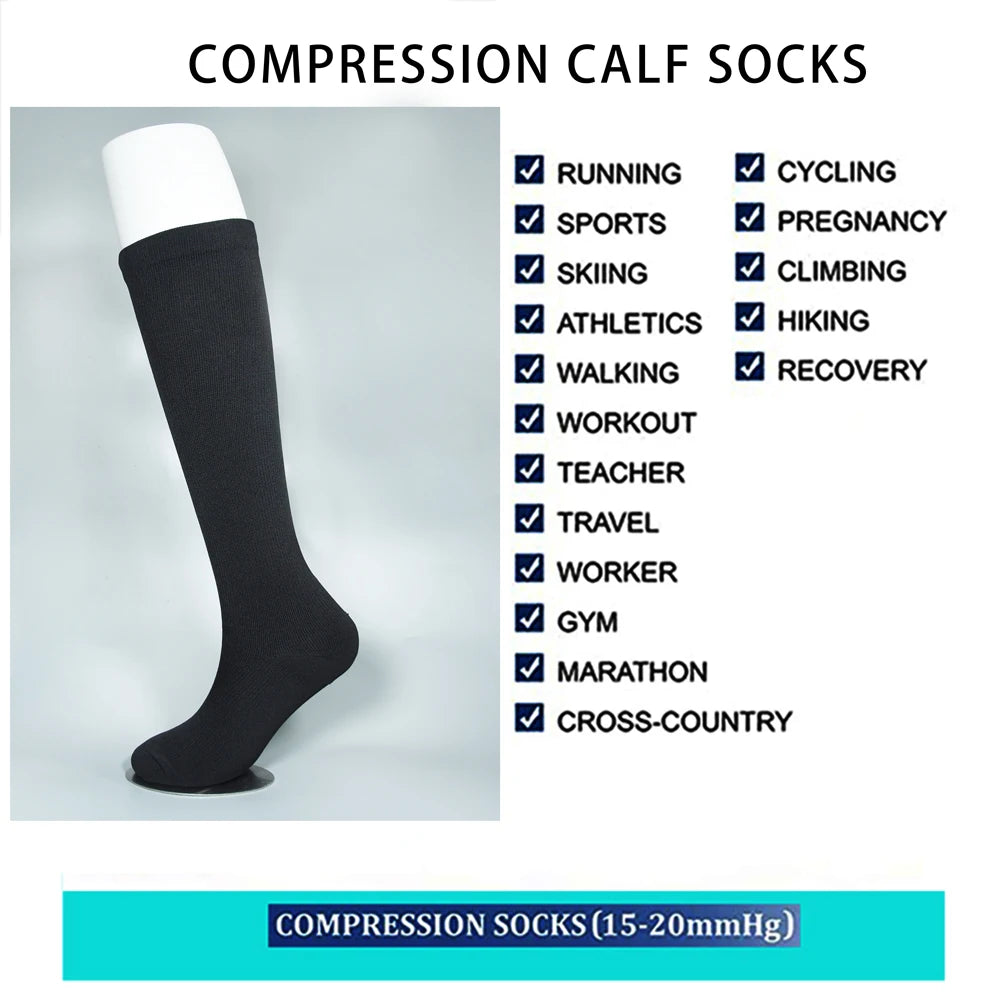 Varicose Veins Compression Socks Fit For Golf Rugby Running Hiking Sports For Anti Fatigue Driving Travel Flight Women Men Socks