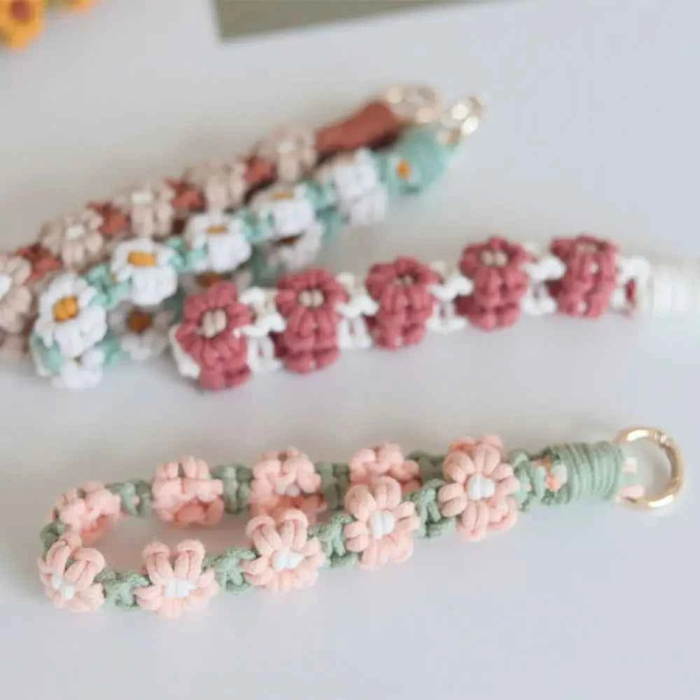 Korean Style Boho Macrame Phone Wristlet Keychain Strap