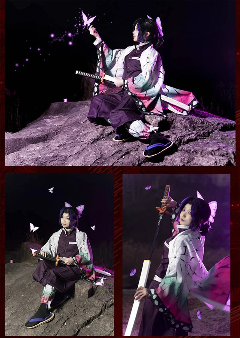 Kochou Shinobu Anime Cosplay Costume with - Wig Set