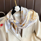 Luxury Silk Feeling Square Scarf Women 2025 Print Satin Neckerchief Spring Hair Band Foulard Bandana Echarpe Tie Shawl Wraps