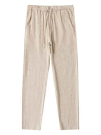 Casual Cotton Linen Chino Pants Men Wide Leg Lightweight Baggy Cotton Sweatpants Male Sport Jogger Straight Work Trousers