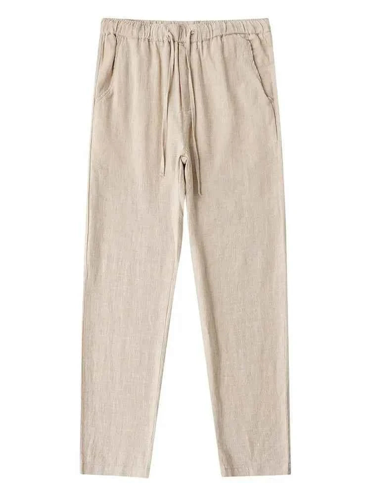 Casual Cotton Linen Chino Pants Men Wide Leg Lightweight Baggy Cotton Sweatpants Male Sport Jogger Straight Work Trousers