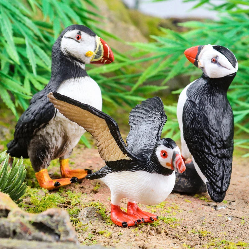 Oenux Bird Forest Animal Parrot Macaw Cockatiel Cockatoo Agapornis Puffin Model Solid PVC Garden Decoration Education Kids Toy
