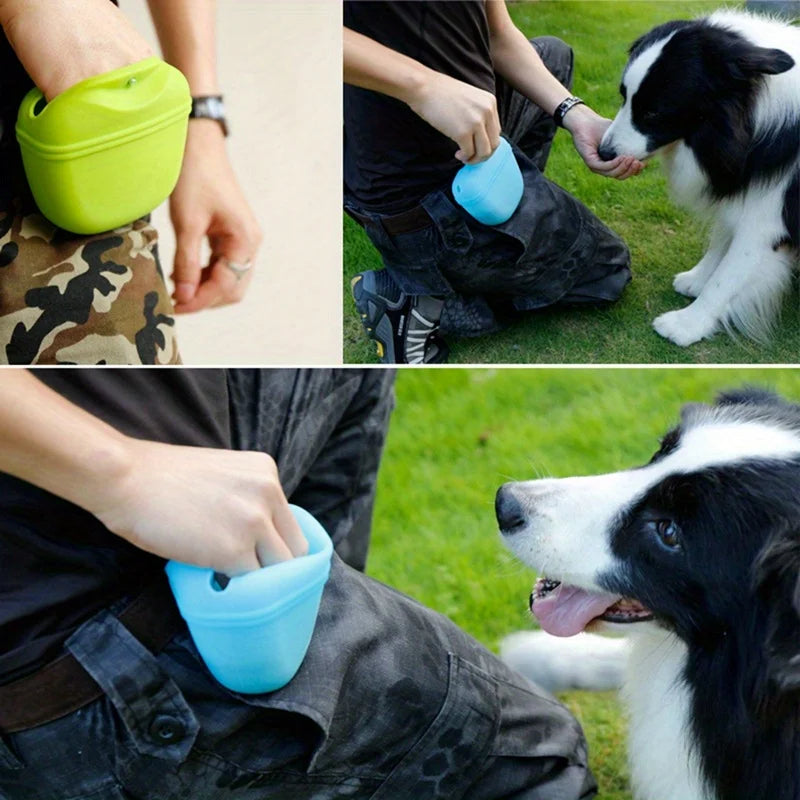 Silicone Dog Treat Bag – Waterproof Portable Training Pouch with Magnetic Clip
