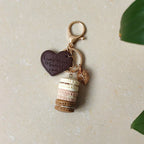 Women New Macaron Cake keychain PU love alloy leaf Key Chain Charm Bag pendant Key Ring Best Party Gift Jewelry K3006