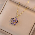 Light Luxury Spin Zircon Flower Pendant Necklace for Women Gold Color Quality High Sense Chain Necklaces Party Jewelry Gifts
