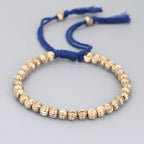 Handmade Tibetan Copper Bead Bracelet Buddhist Braided Cotton Luck Rope Bracelet Good Luck Success Amulet Women Men Vintage