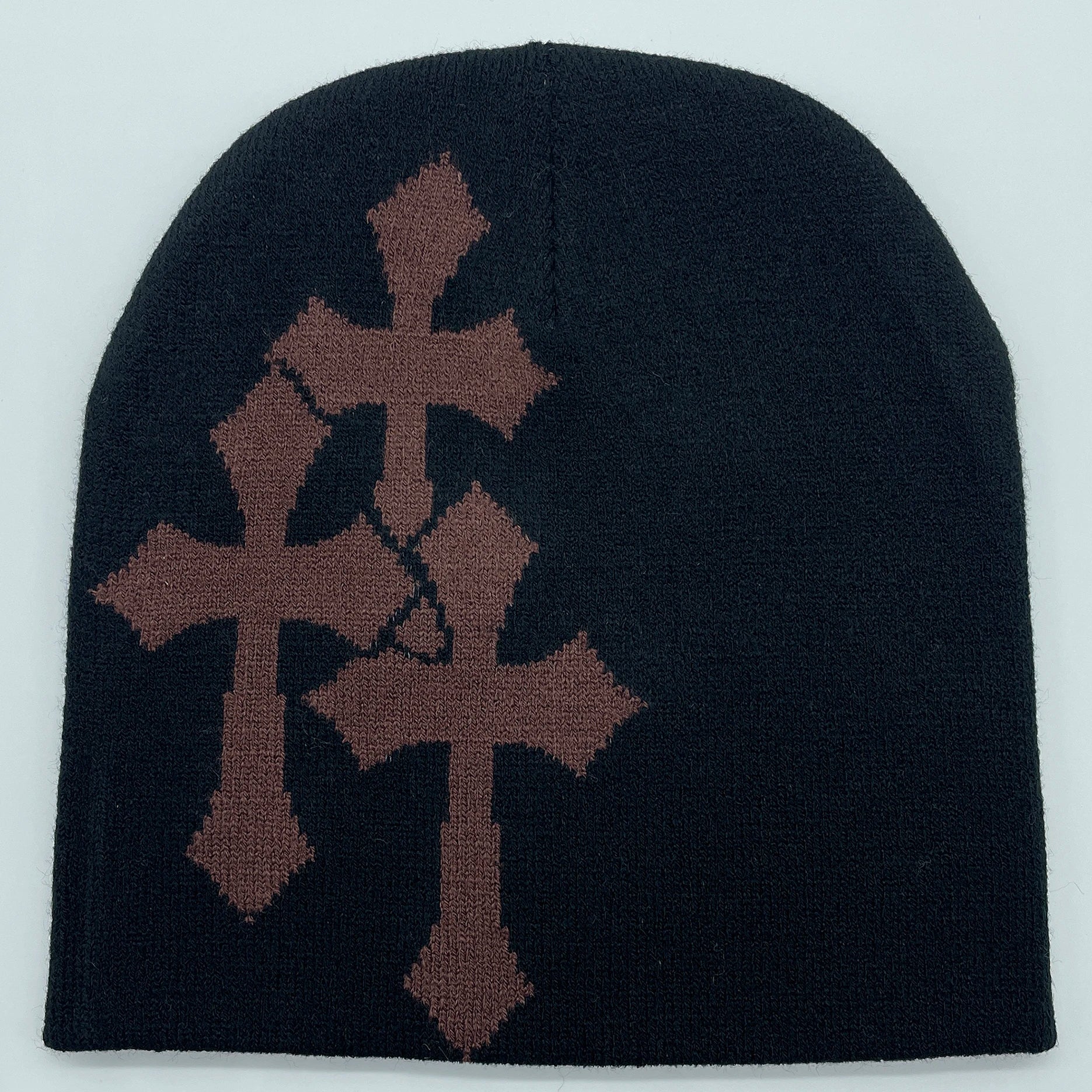 Y2K Crucifix Jacquard Knitted Hat, European And American Popularity Hip Hop Hat, Street Trend Fashion Personality Adult Hat