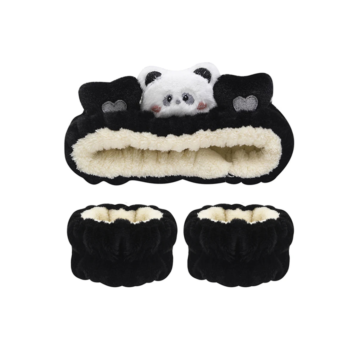 3Pcs Set Makeup Headband Wristband Set Cute Animal Face Wash Cleaning Spa Hairhand for Women