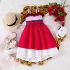 Children Baby Girls Lace Up Sling Summer Dress Princess Sleeveless Suspenders Dresses For 1-10 Years Cool Ventilated Kid Clothes