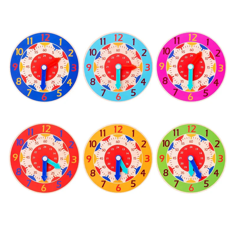 Montessori Wooden Learning Clock Time Teaching Toy for Kids