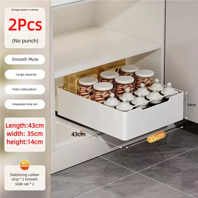 Pull-Out Kitchen Cabinet Organizer – Sliding Storage Drawer & Spice Rack
