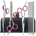 4pcs Pet Safe Scissors - Ambidextrous Stainless Steel Dog Grooming Shears with Safe, Round Head for Precision Trimming