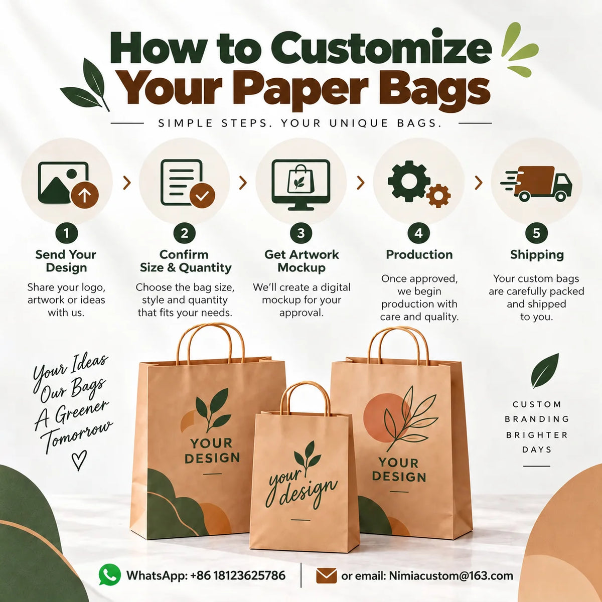 Custom Paper Bags Wholesale Personalized Logo Kraft Paper Shopping Bags Custom Printed Packaging Gift Bags Manufacturer Supplier