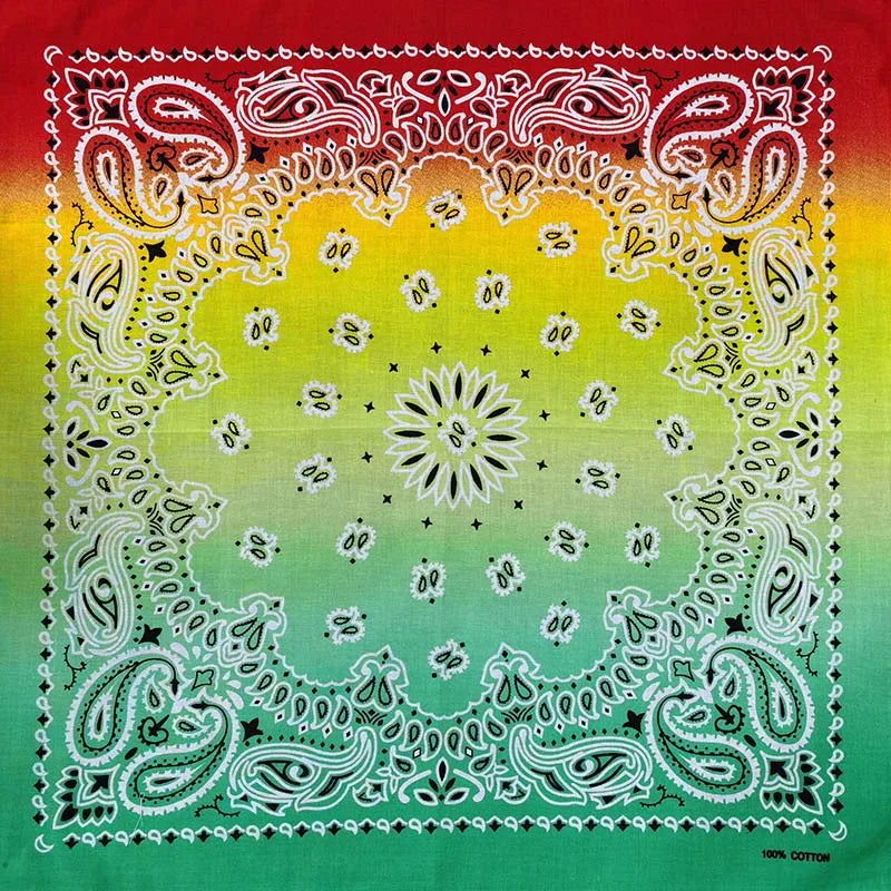 New Fashion Hip Hop 100% Cotton Bandana Square Scarf Gradient Color Paisley Headband Printed For Women/Men/Boys/Girls