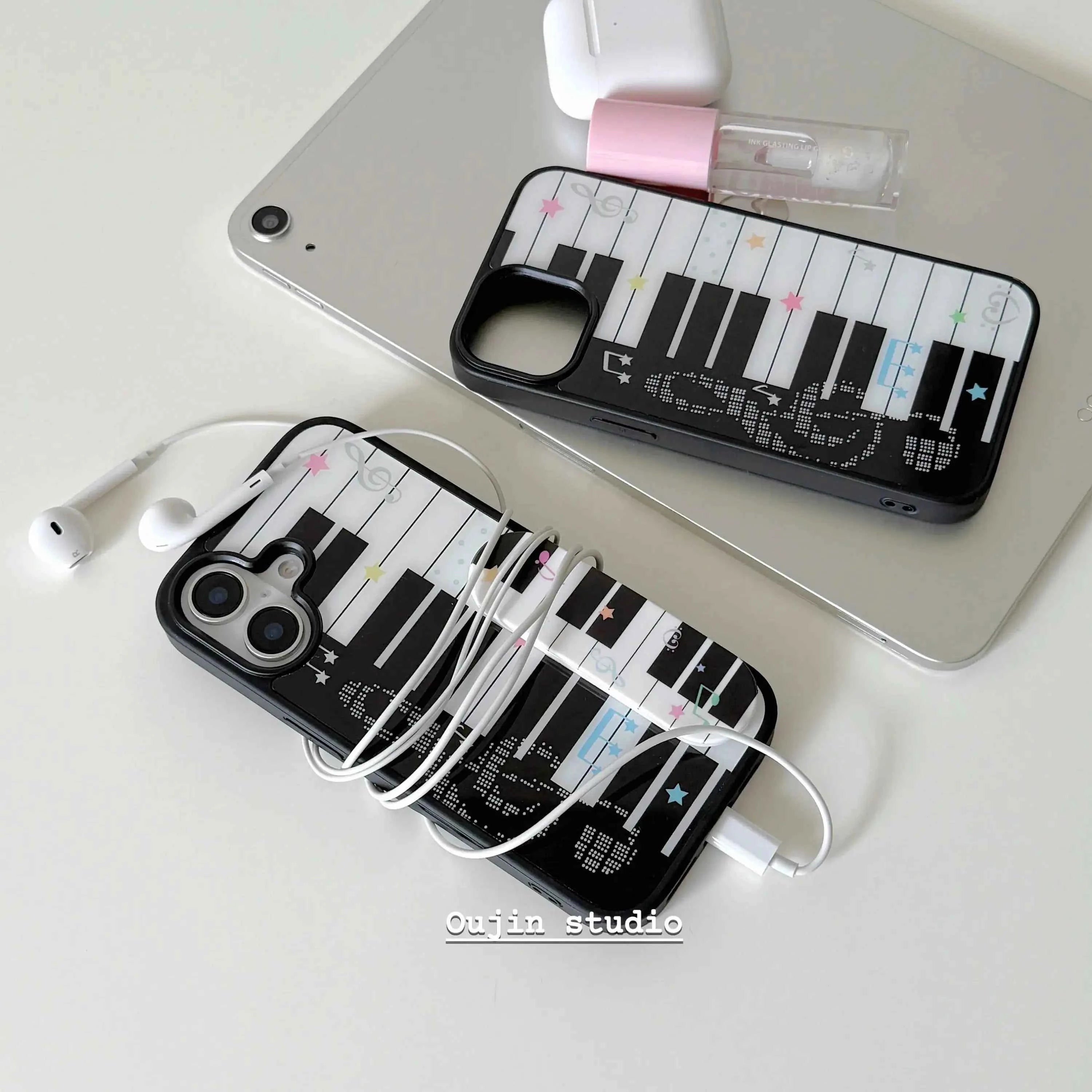 Korean ins Art Piano Key Notes Creative Exquisite Cute Phone Case For iPhone 17 16 15 14 13 12 11 Pro XR Max 8 7 Plus Y2K Cover