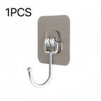 Big Size Hooks Heavy Duty 22 lbs Waterproof Adhesive Wall Hooks Nail-Free Transparent Waterproof Hooks for Kitchen Bathroom