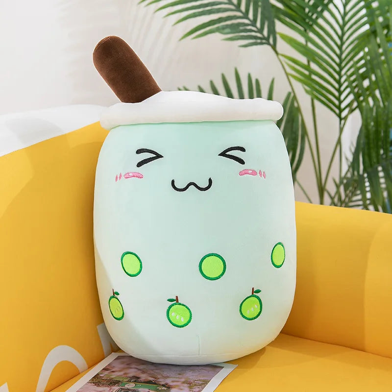 Cute Stuffed Boba Plush Bubble Tea Real-life Bubo Food Milk Cup Plushie Pillow Soft Kawaii Plush Toys Gifts for Kids Adult 24CM